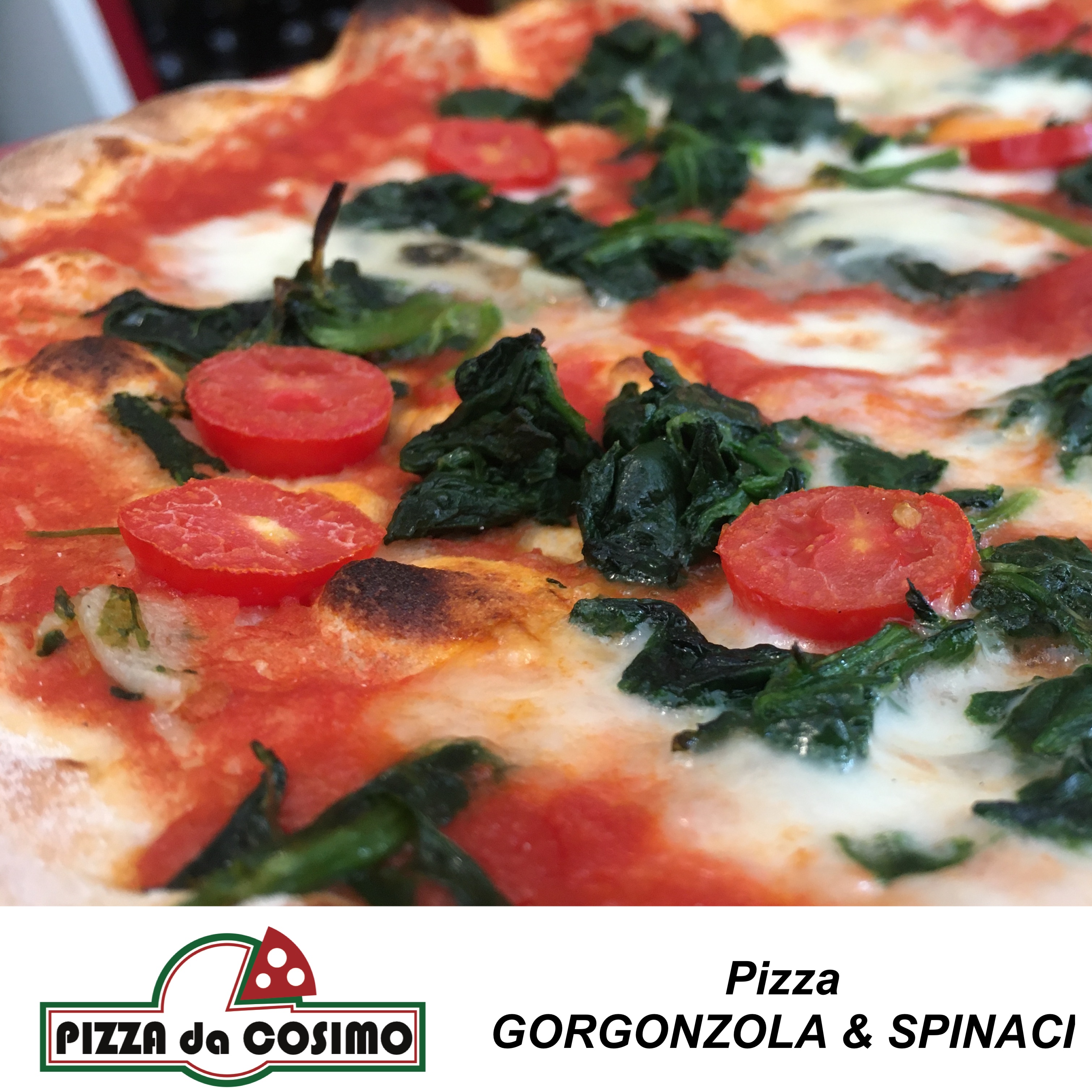 Familienpizza Gorgonzola &amp; Spinaci – Pizza Cosimo